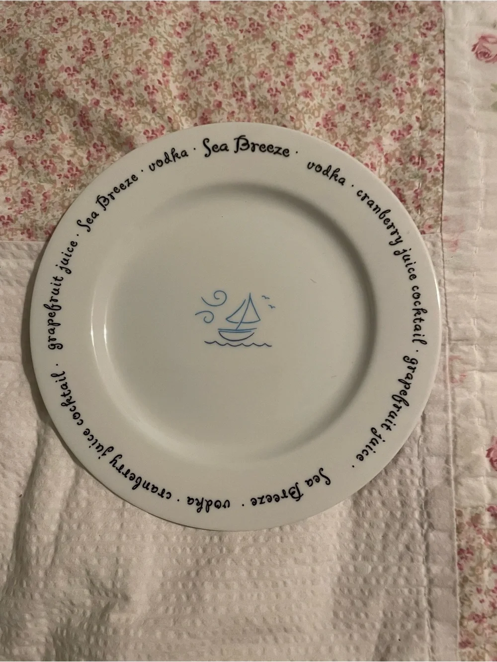 Pottery Barn “Bar Lingo”.  8” plates